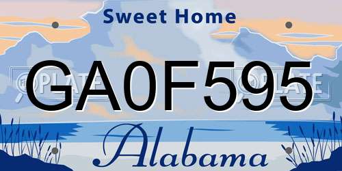 GA0F595 Alabama License Plate