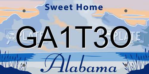 GA1T3O Alabama License Plate