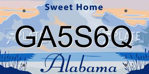 GA5S6Q Alabama License Plate