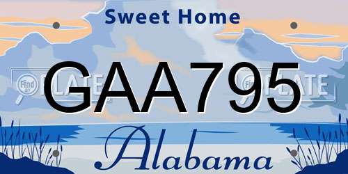 GAA795 Alabama License Plate