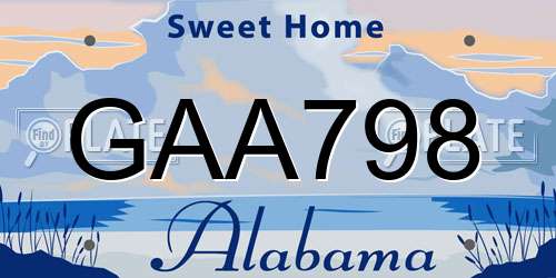 GAA798 Alabama License Plate