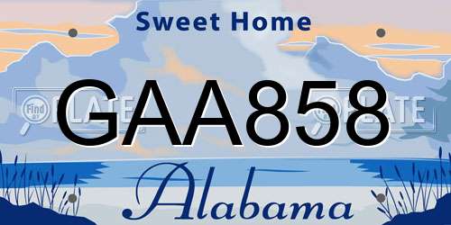 GAA858 Alabama License Plate