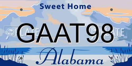 GAAT98 Alabama License Plate