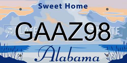 GAAZ98 Alabama License Plate