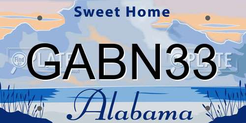 GABN33 Alabama License Plate