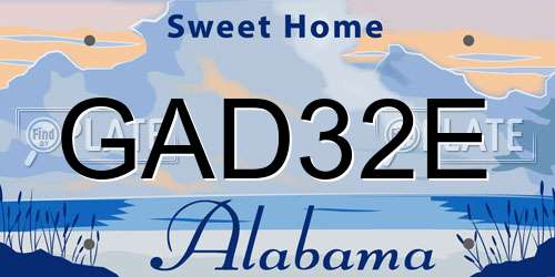 GAD32E Alabama License Plate