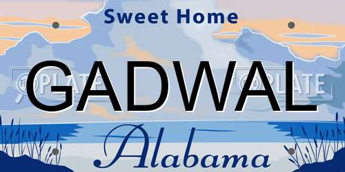 GADWAL Alabama License Plate