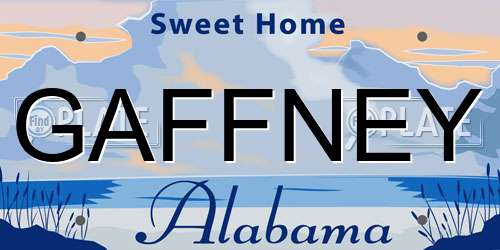 GAFFNEY Alabama License Plate