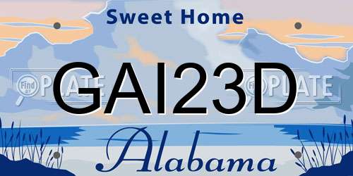 GAI23D Alabama License Plate
