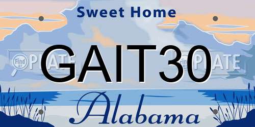 GAIT30 Alabama License Plate