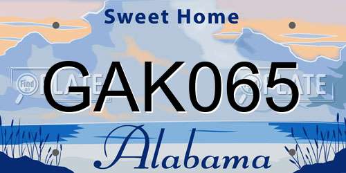 GAK065 Alabama License Plate