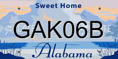 GAK06B Alabama License Plate