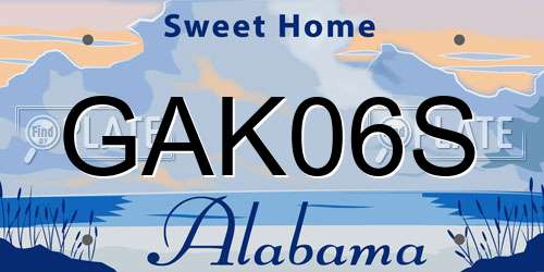 GAK06S Alabama License Plate