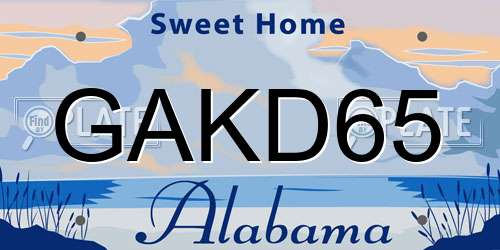GAKD65 Alabama License Plate