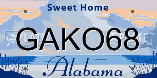 GAKO68 Alabama License Plate