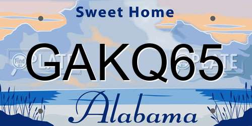 GAKQ65 Alabama License Plate
