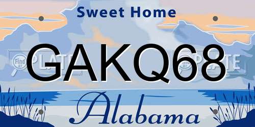 GAKQ68 Alabama License Plate