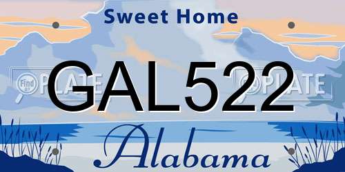 GAL522 Alabama License Plate