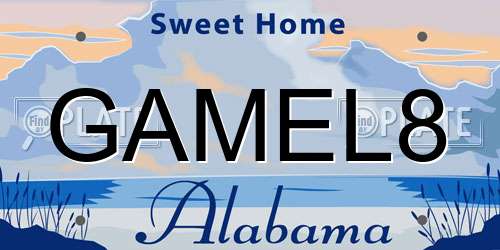 GAMEL8 Alabama License Plate