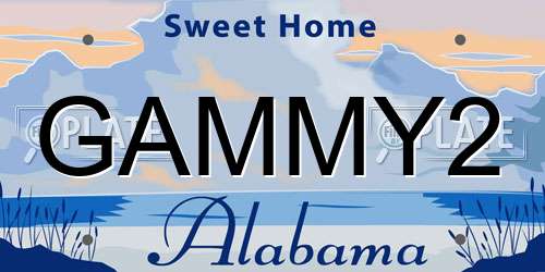 GAMMY2 Alabama License Plate