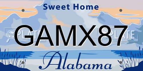 GAMX87 Alabama License Plate