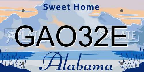 GAO32E Alabama License Plate