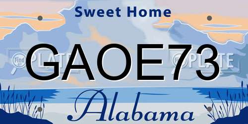GAOE73 Alabama License Plate
