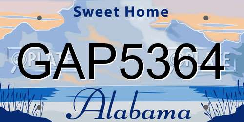 GAP5364 Alabama License Plate