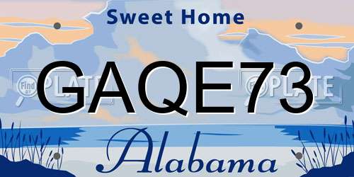 GAQE73 Alabama License Plate