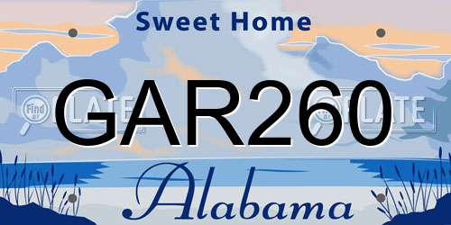 GAR260 Alabama License Plate