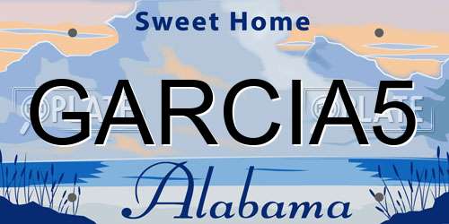 GARCIA5 Alabama License Plate