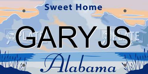 GARYJS Alabama License Plate