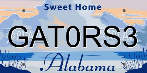 GAT0RS3 Alabama License Plate
