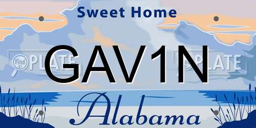GAV1N Alabama License Plate