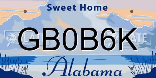 GB0B6K Alabama License Plate