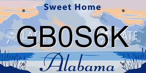 GB0S6K Alabama License Plate