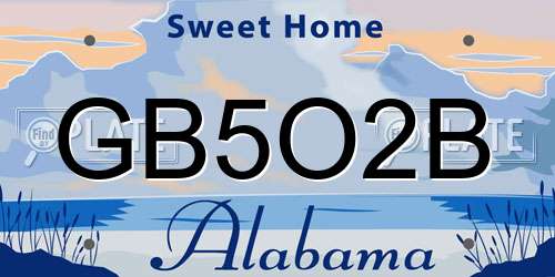 GB5O2B Alabama License Plate