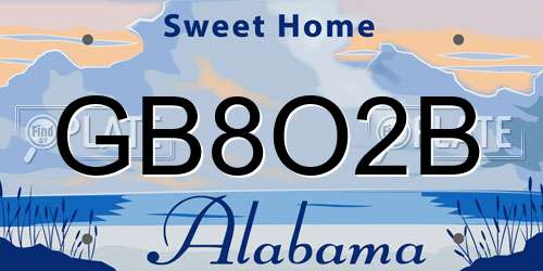 GB8O2B Alabama License Plate