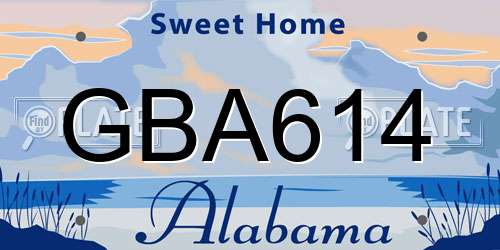 GBA614 Alabama License Plate