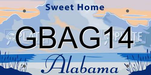 GBAG14 Alabama License Plate