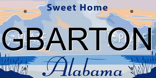 GBARTON Alabama License Plate