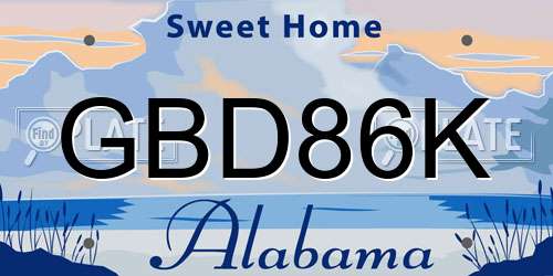 GBD86K Alabama License Plate