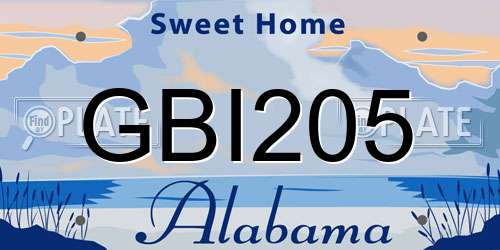 GBI205 Alabama License Plate