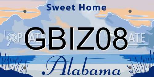 GBIZ08 Alabama License Plate