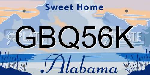 GBQ56K Alabama License Plate