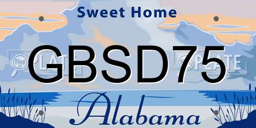 GBSD75 Alabama License Plate