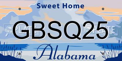 GBSQ25 Alabama License Plate