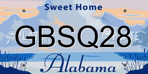 GBSQ28 Alabama License Plate