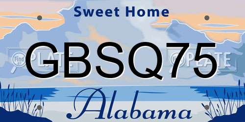 GBSQ75 Alabama License Plate