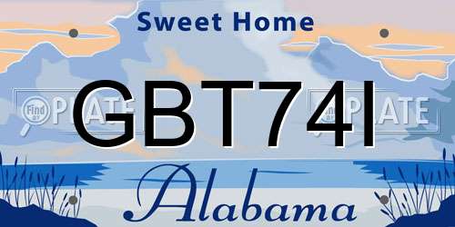 GBT74I Alabama License Plate
